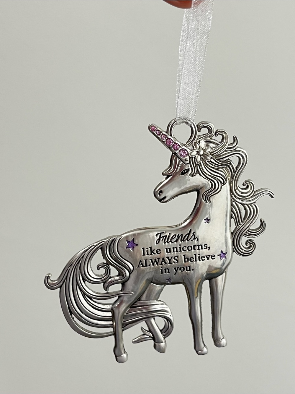 2/$10 Silver Unicorn Hanging Ornament - Inspirational, Car Christmas Tree